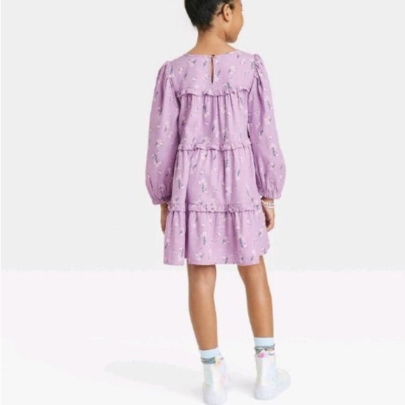 Girls' Long Sleeve Woven Dress Cat & Jack™ Dusty Violet Size L - Picture 2 of 8
